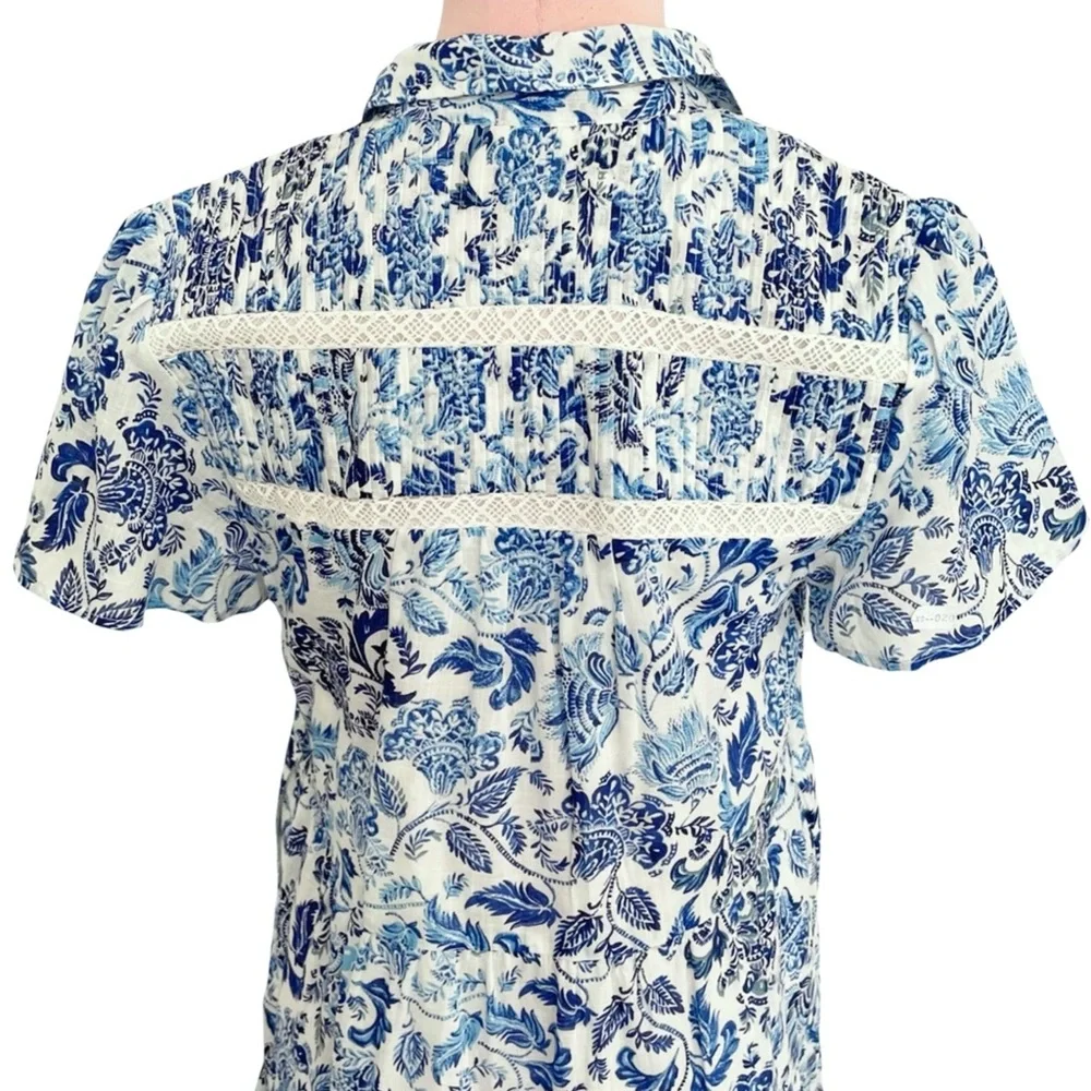 Anthropologie Short Sleeve Button Front Tiered Dress Size XS NWT